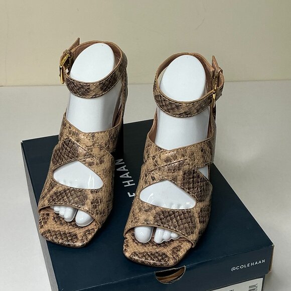 Cole Haan Reina City Sandal - Sahara Snake Leather, Size 8B, 3 1/2 Heel - Picture 1 of 10